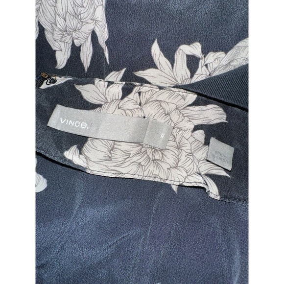 Vince Silk Midi Dress Midnight Blue Floral Sleeveless Asymmetric Size XS - Picture 6 of 7